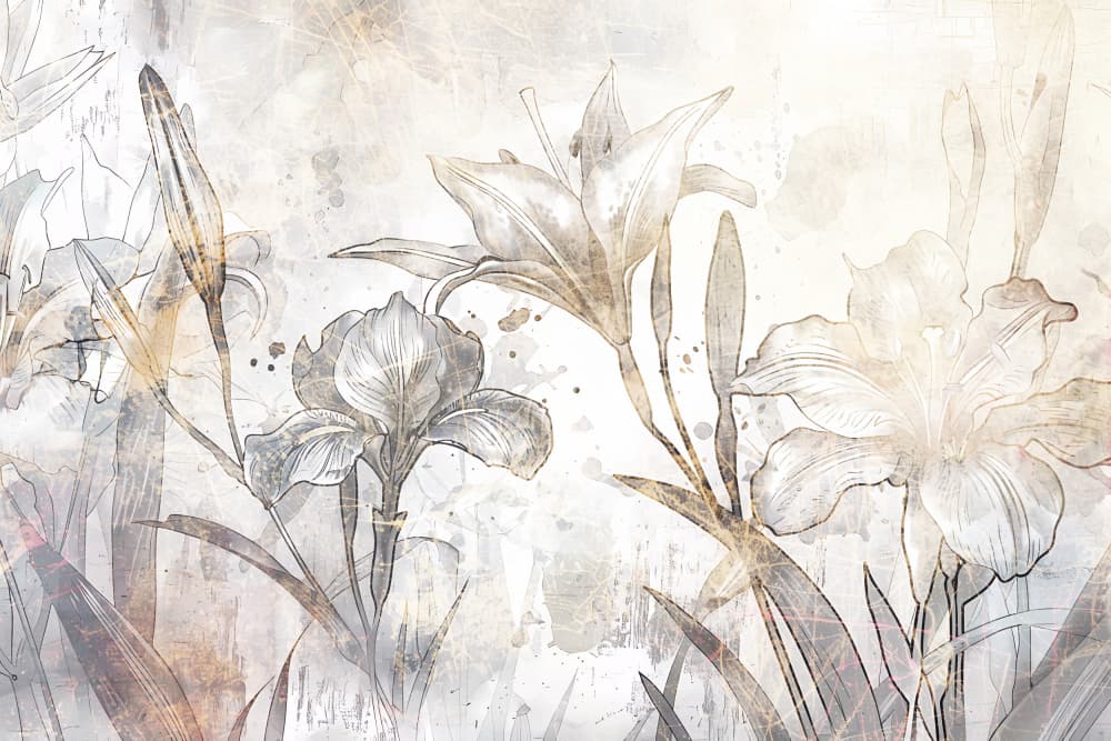 Elegant Lily Iris Sketch by Rafal Kulik — canvas wall art