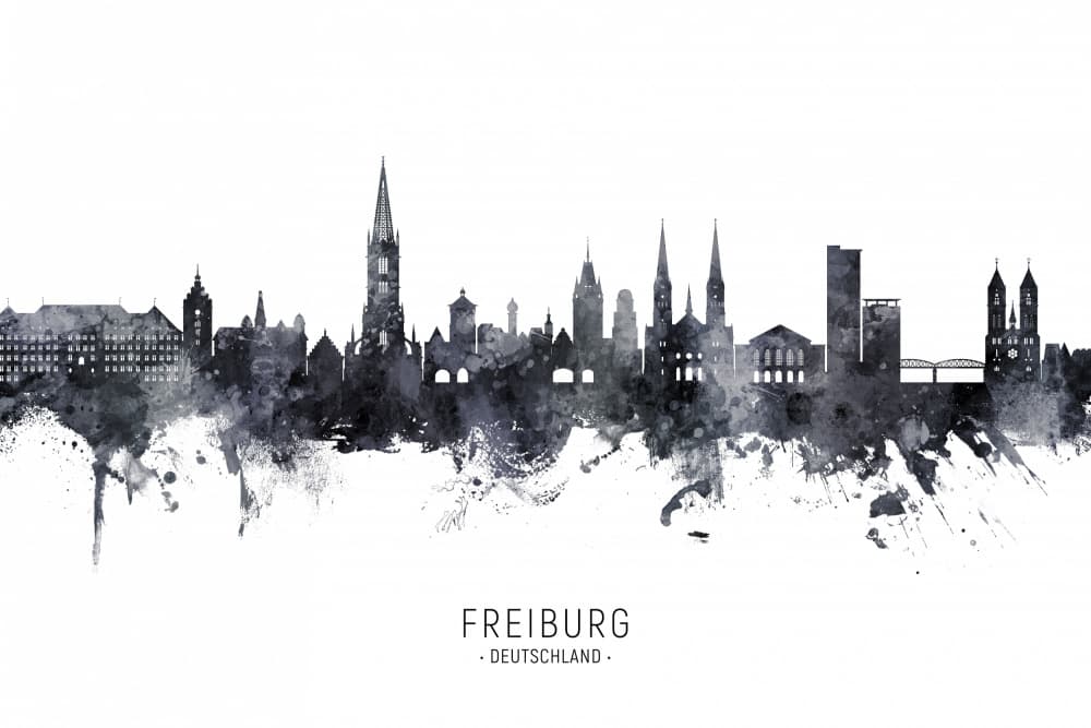 Freiburg Germany Skyline by Michael Tompsett — canvas wall art