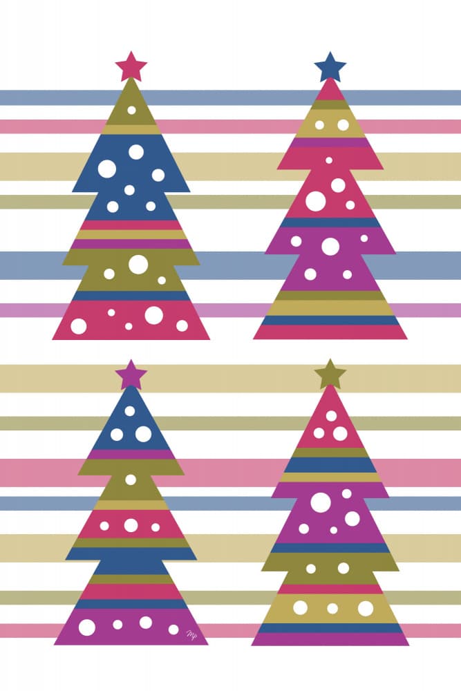Patterned Holiday Trees by Martina — canvas wall art