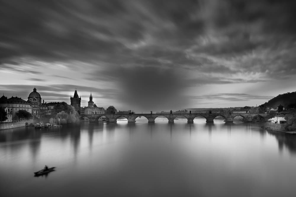 Dramatic Charles Bridge View by Radek Pohnan — canvas wall art