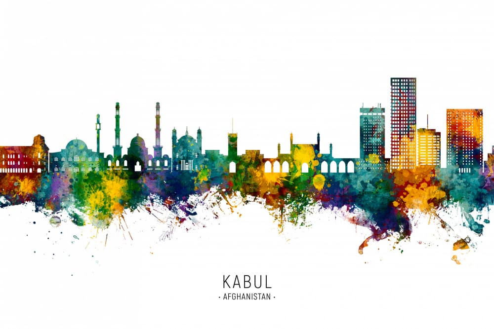 Kabul Afghanistan Skyline by Michael Tompsett — canvas wall art