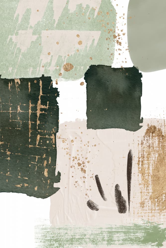 Earthy Green Blocks by Sally Ann Moss — canvas wall art