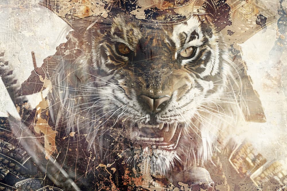 Fierce Samurai Tiger by Rafal Kulik — canvas wall art