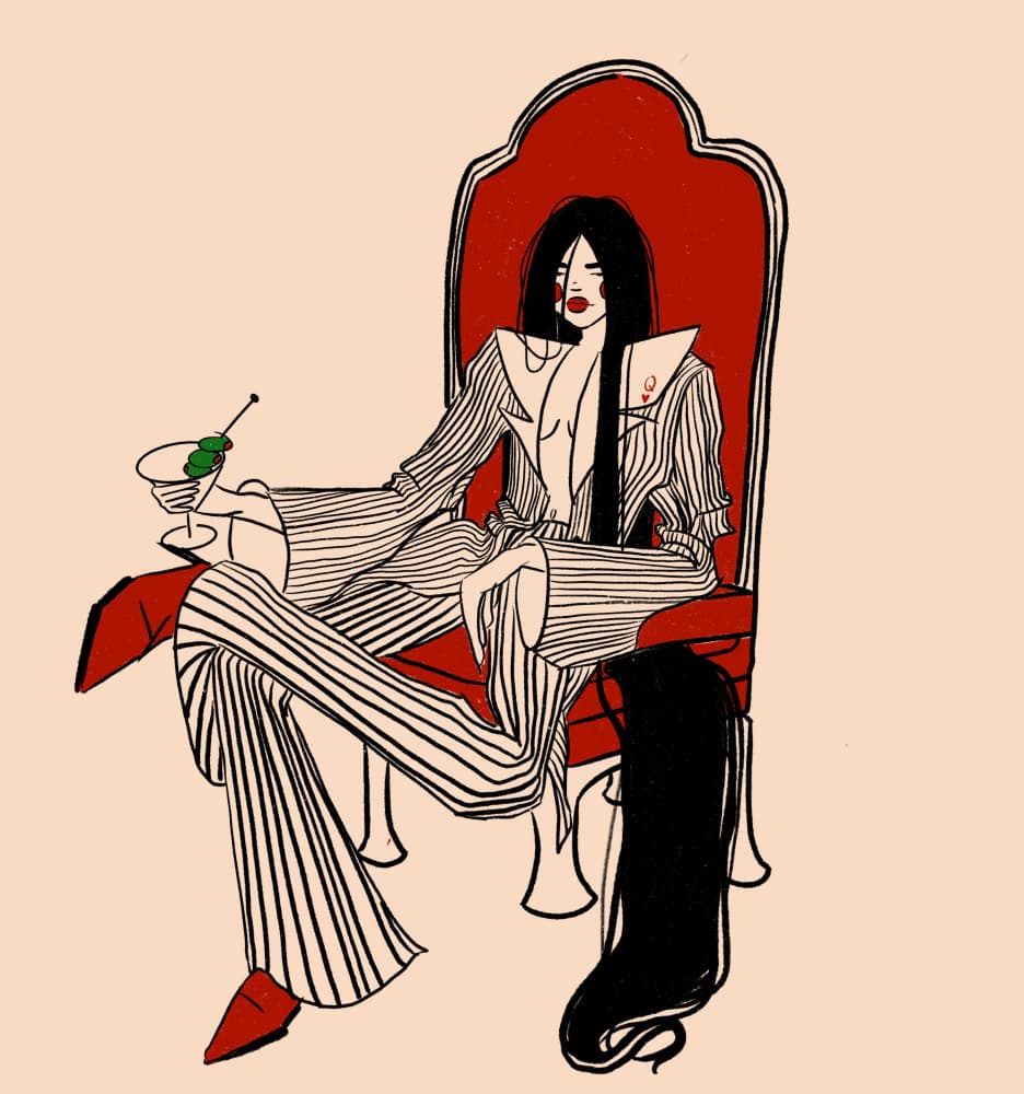 Confident Woman Red Chair by Juliana Kokolari — canvas wall art