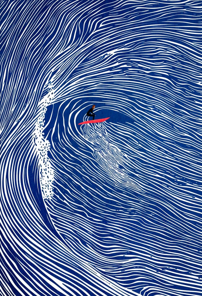 Surfer Rides Blue Wave by Pictufy Studio IV — canvas wall art