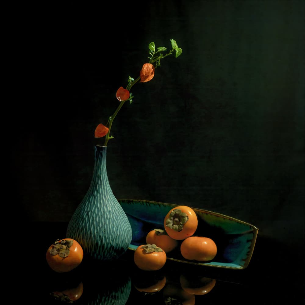 Autumn Persimmon Still Life by Yi Pan — canvas wall art