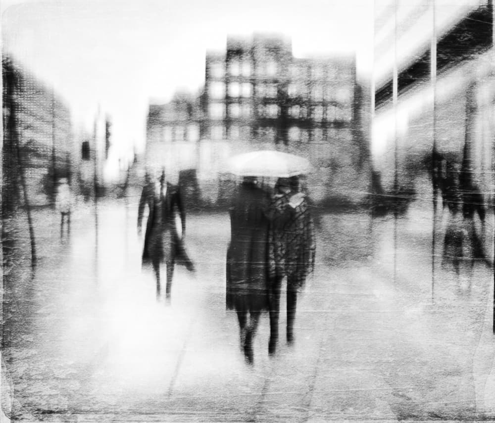 Rainy City Walk by Amer Jassim — canvas wall art
