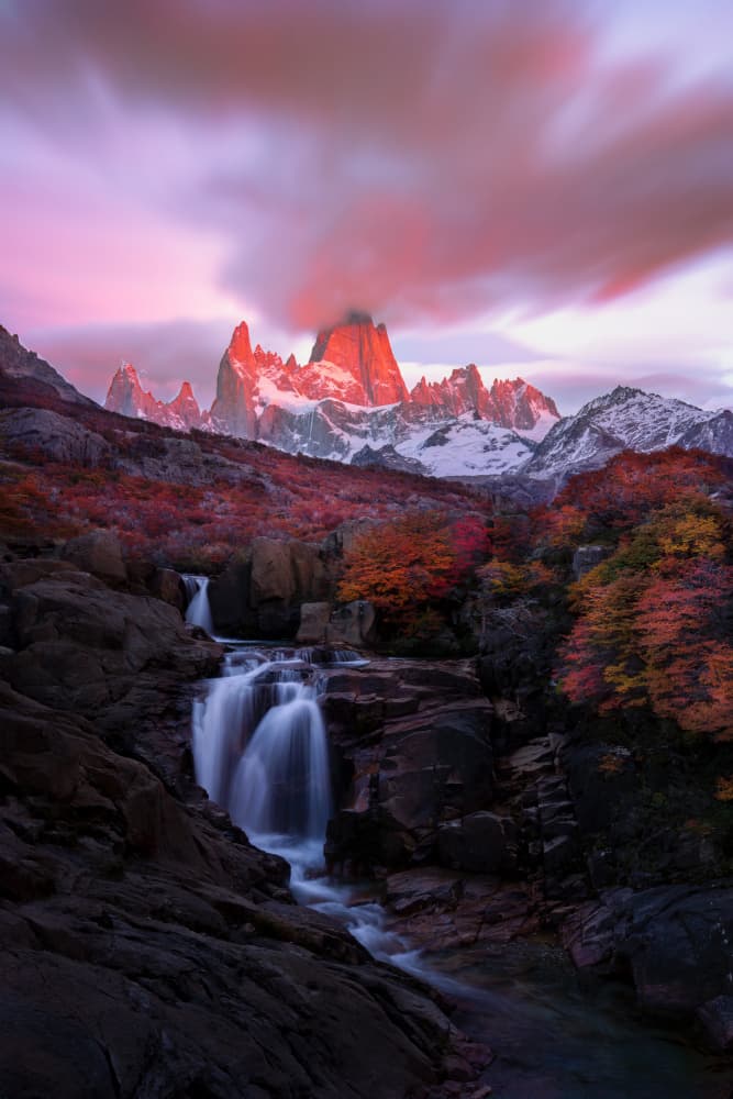 Sunrise Mountain Waterfall by Chuan Chen APA — canvas wall art