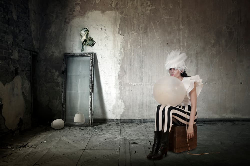 Feathered Woman With Balloon by Christine von Diepenbroek — canvas wall art