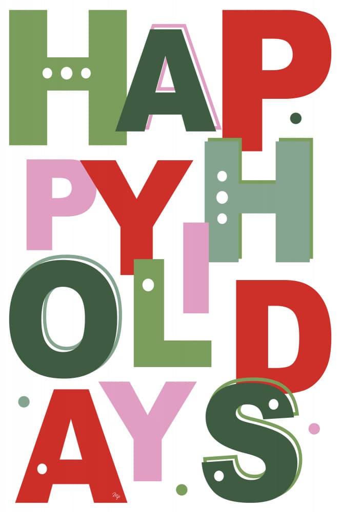 Happy Holidays Typography by Martina — canvas wall art