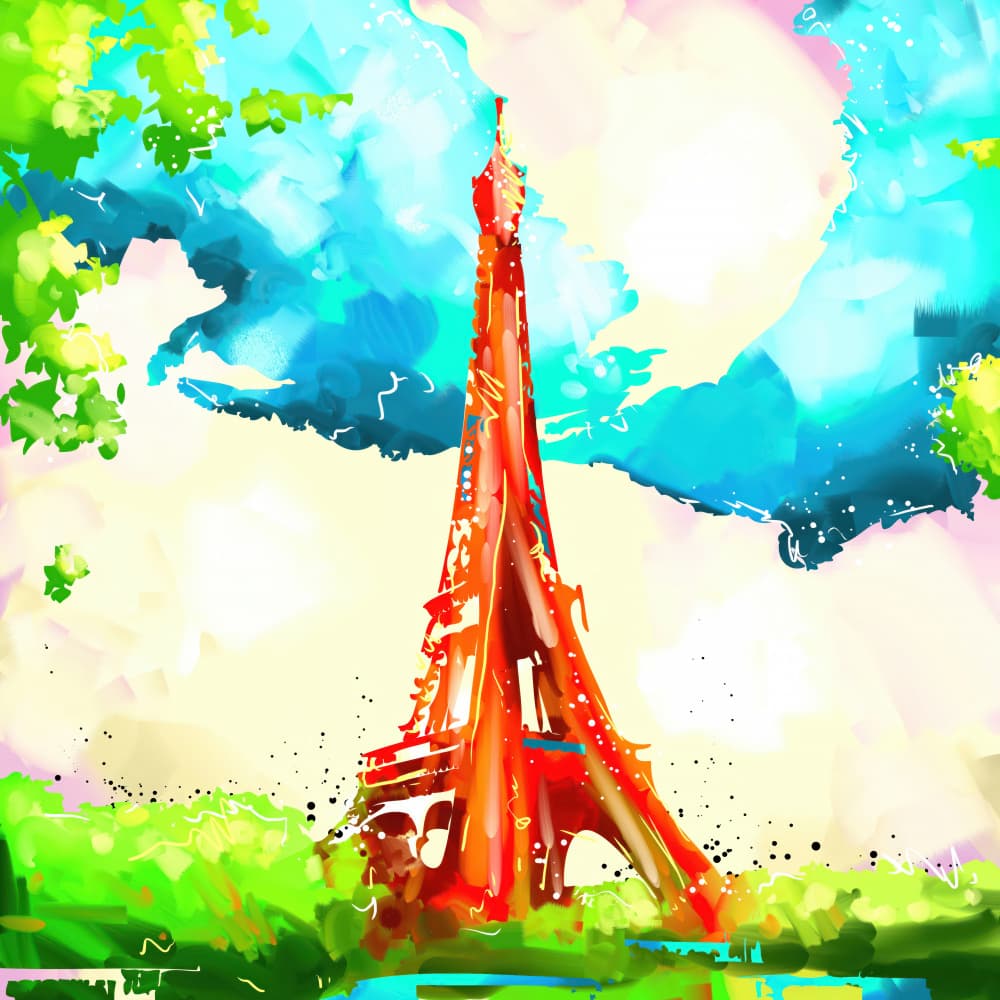Vibrant Eiffel Tower by Rafal Kulik — canvas wall art