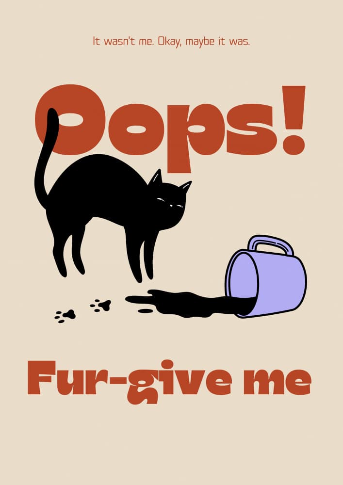 Oops Coffee Cat by Marianne Bassil — canvas wall art