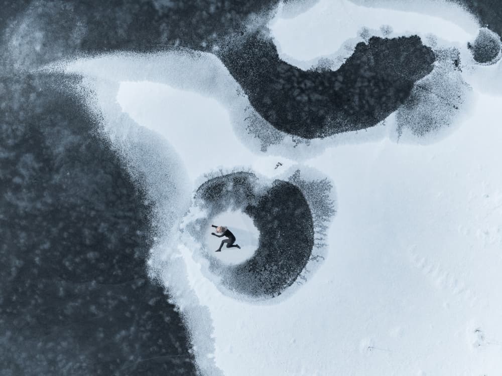 Frozen Lake Solitude by Leszek Paradowski — canvas wall art