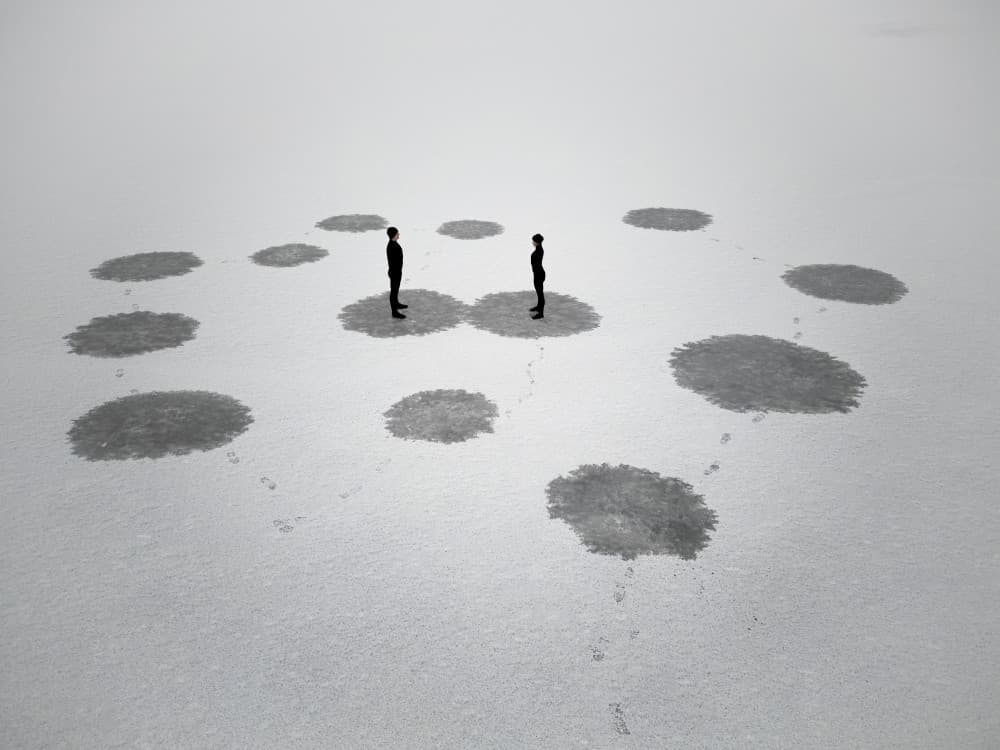 Minimalist Figures Distant by Leszek Paradowski — canvas wall art