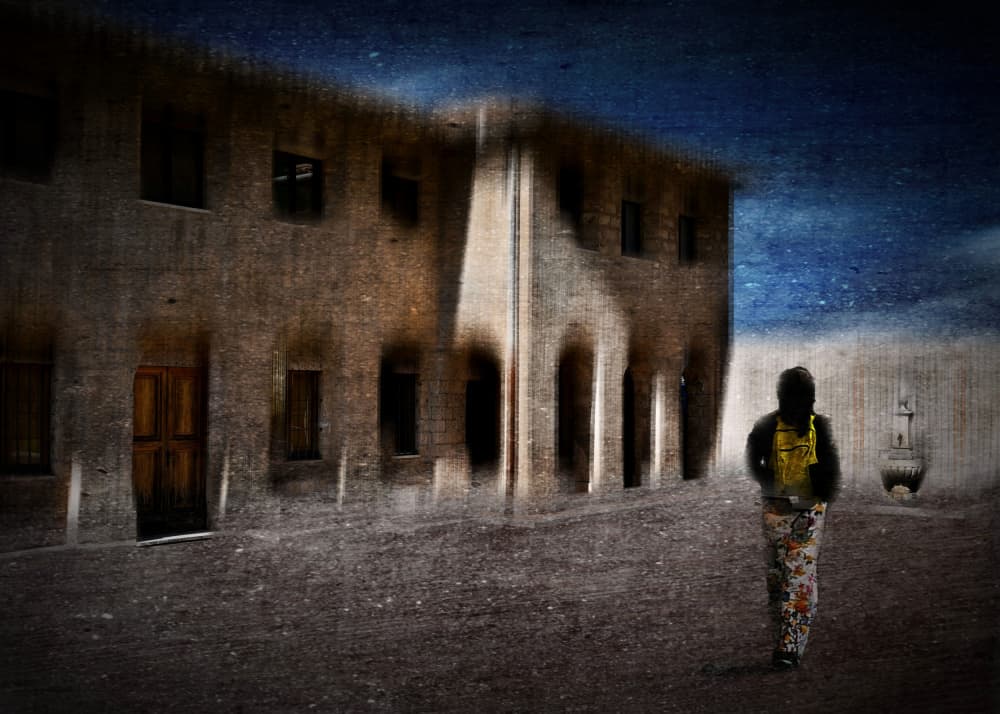 Dark Street Solitary Figure by Raffaele Corte — canvas wall art