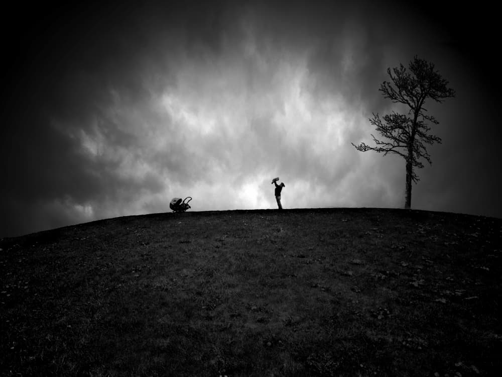 Solitary Hilltop Journey by David Senechal Photographie (polydactyle) — canvas wall art