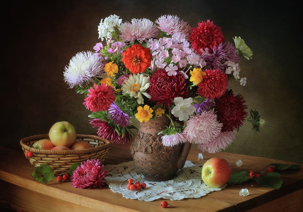 Bountiful Autumn Flowers by Tatyana Skorokhod — canvas wall art