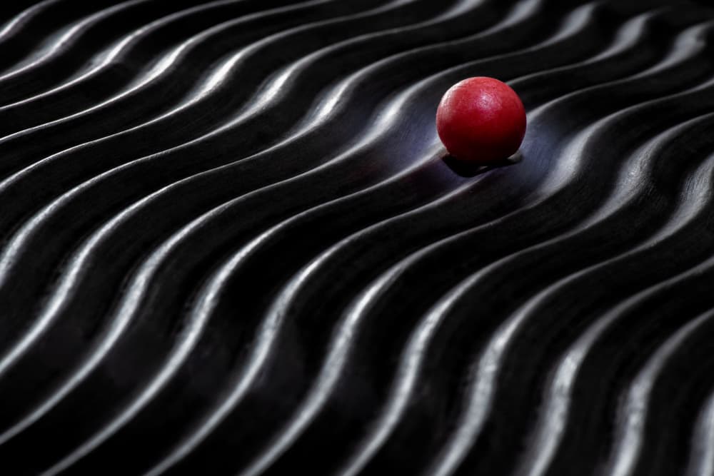 Red Ball Dark Waves by FranzStaab — canvas wall art