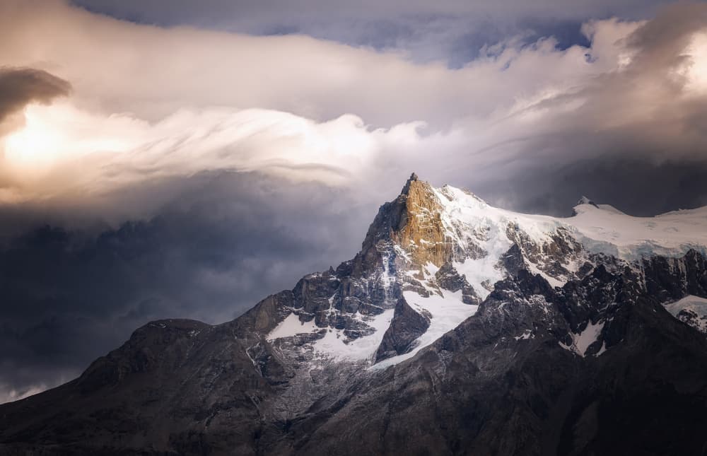 Sunlit Mountain Peak by carmenvillar — canvas wall art