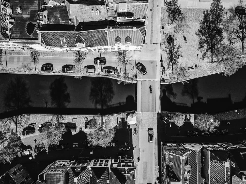 Monochrome City Canal View by Zhou Chengzhou — canvas wall art