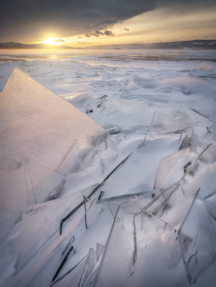 Frozen Shards Sunset by Vasily Iakovlev — canvas wall art