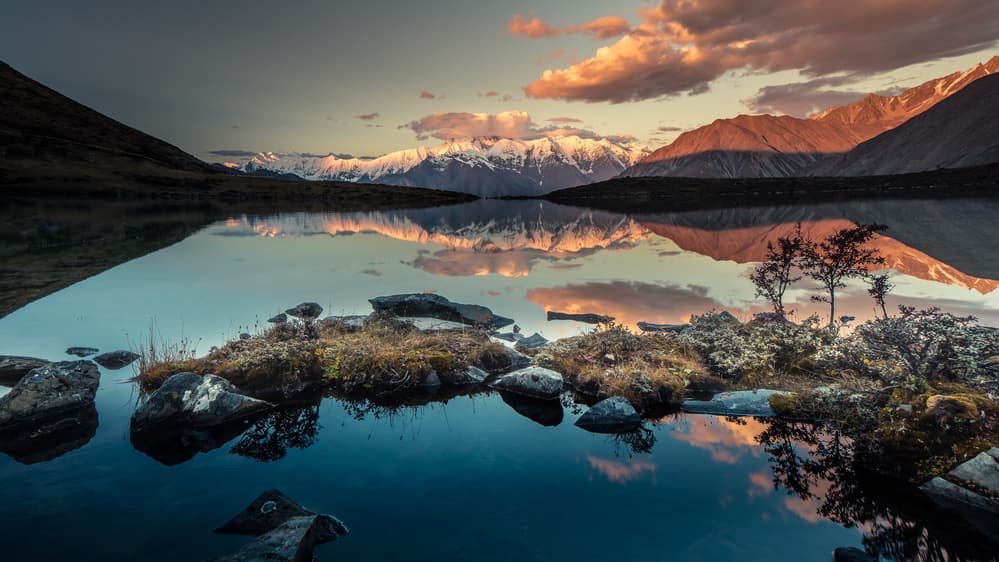 Sunset Mountain Reflection by qiye — canvas wall art