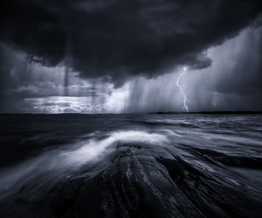 Stormy Ocean Lightning by Mika Suutari — canvas wall art