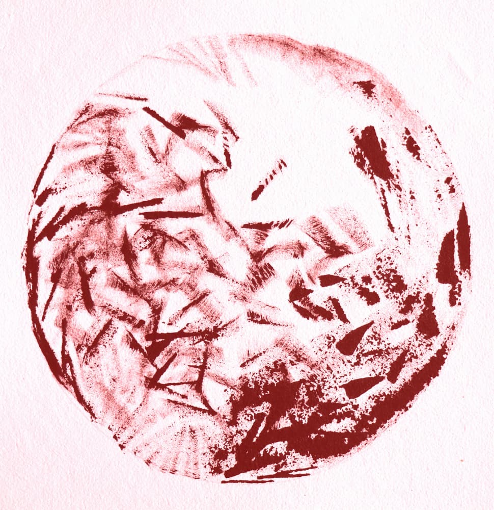 Textured Crimson Circle by Santhosh ch — canvas wall art