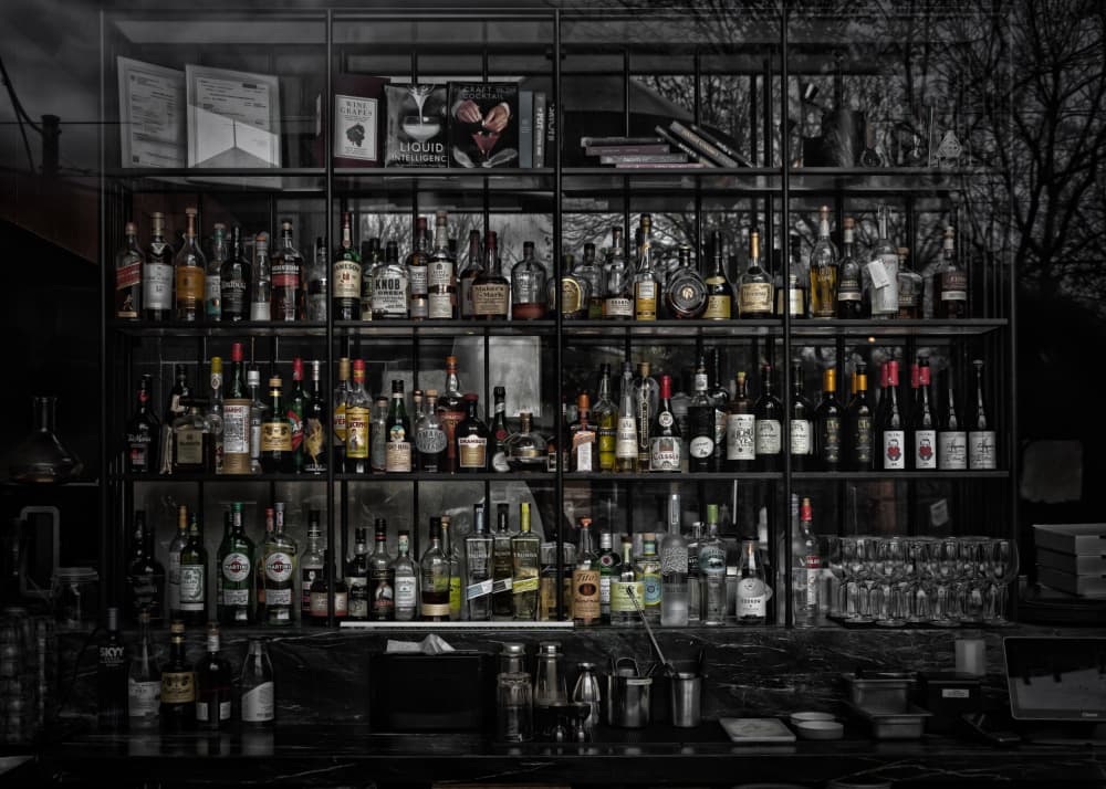 Dark Bar Display by The Learning Curve Photography — canvas wall art