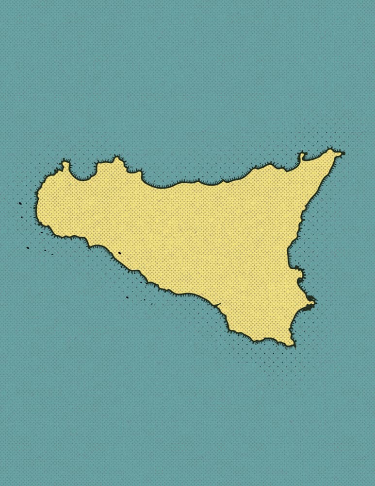Vintage Sicily Map by Nicholas — canvas wall art