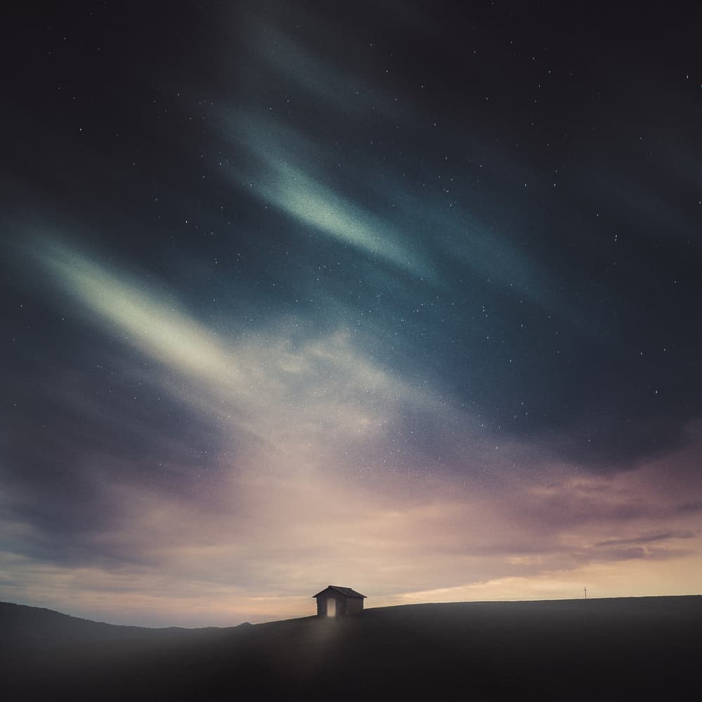 Starry Night Cabin by Andrea Fraccaroli — canvas wall art