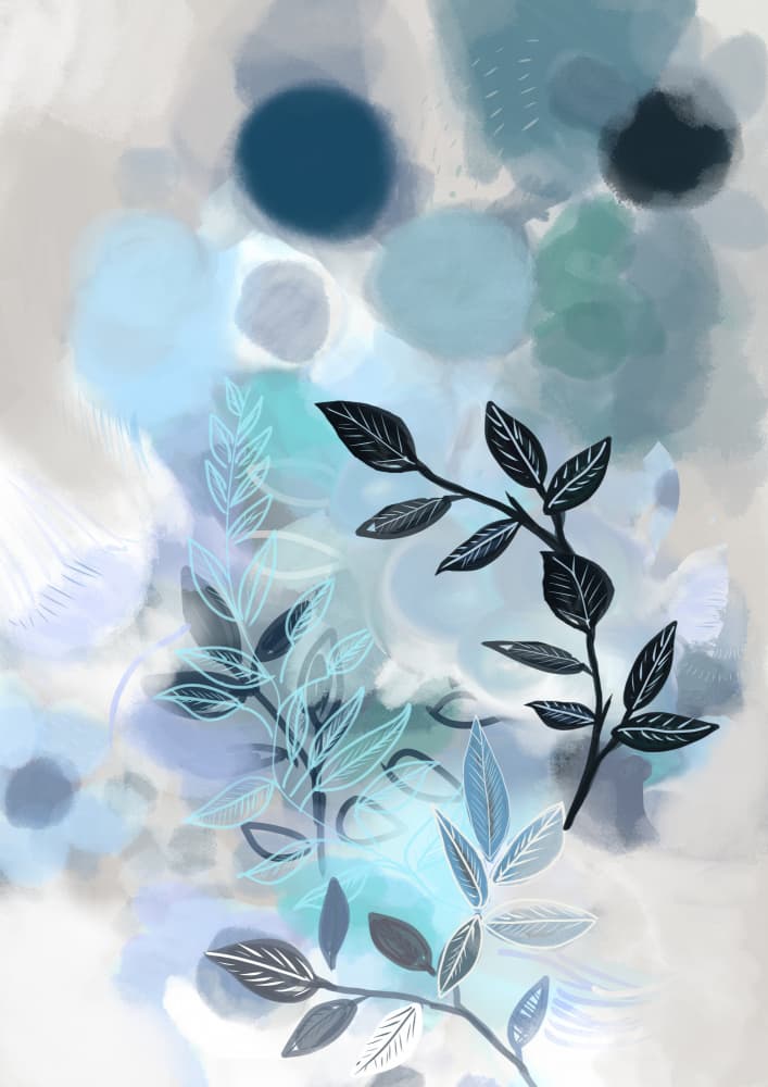 Flowing Botanical Blues by casa cartissi — canvas wall art