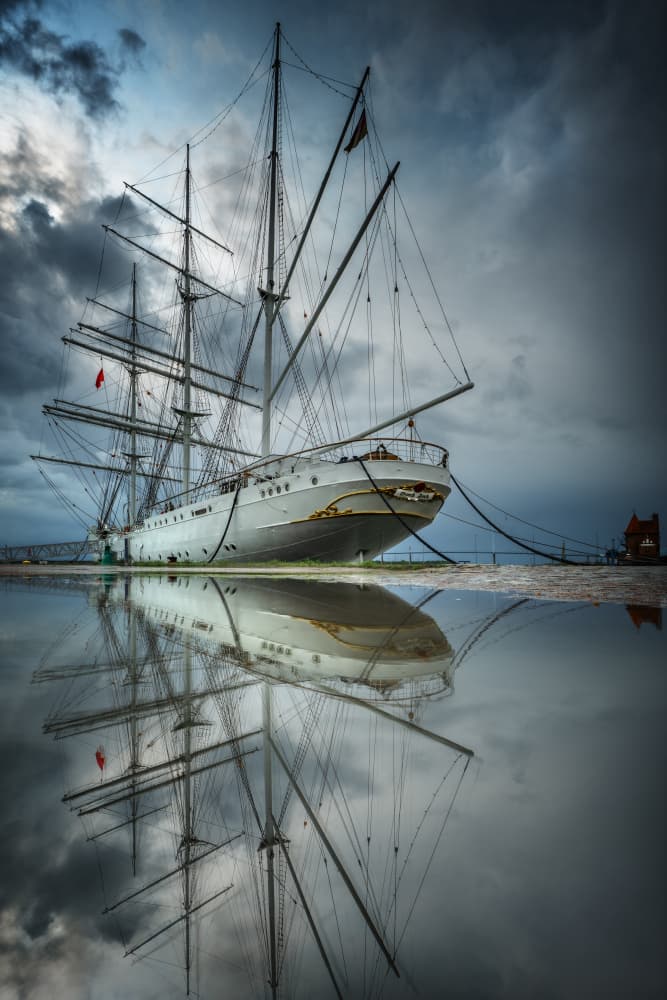 Tall Ship Reflection by fotomarion — canvas wall art