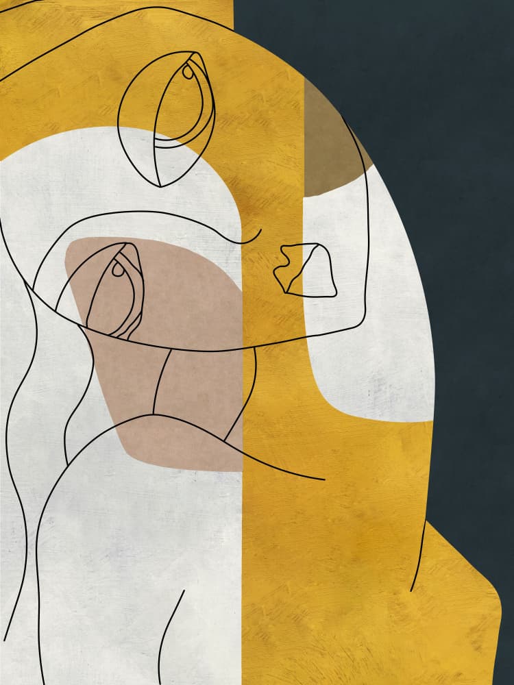 Contemplative Golden Faces by Roberto Moro — canvas wall art