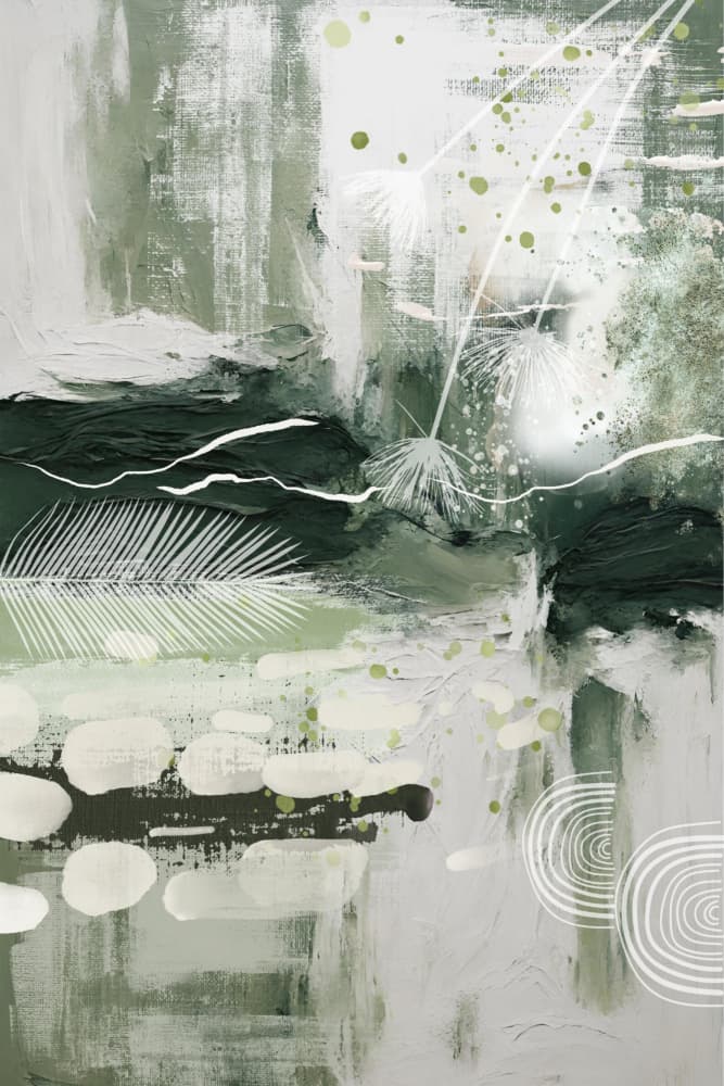 Abstract Green Serenity by Sally Ann Moss — canvas wall art