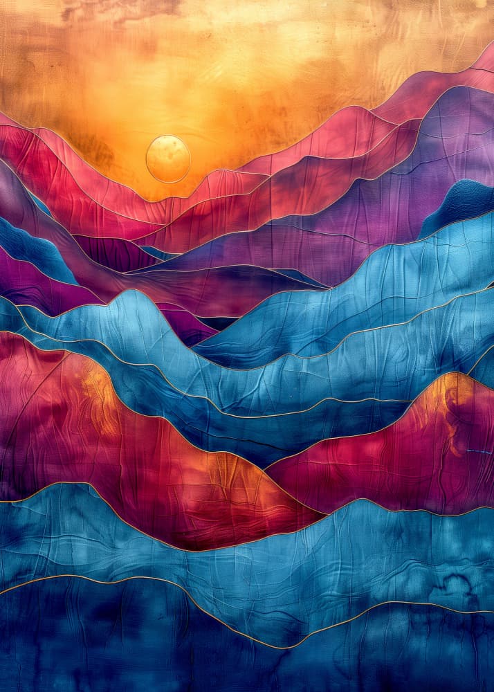 Abstract Sunset Mountains by Justyna Jaszke — canvas wall art