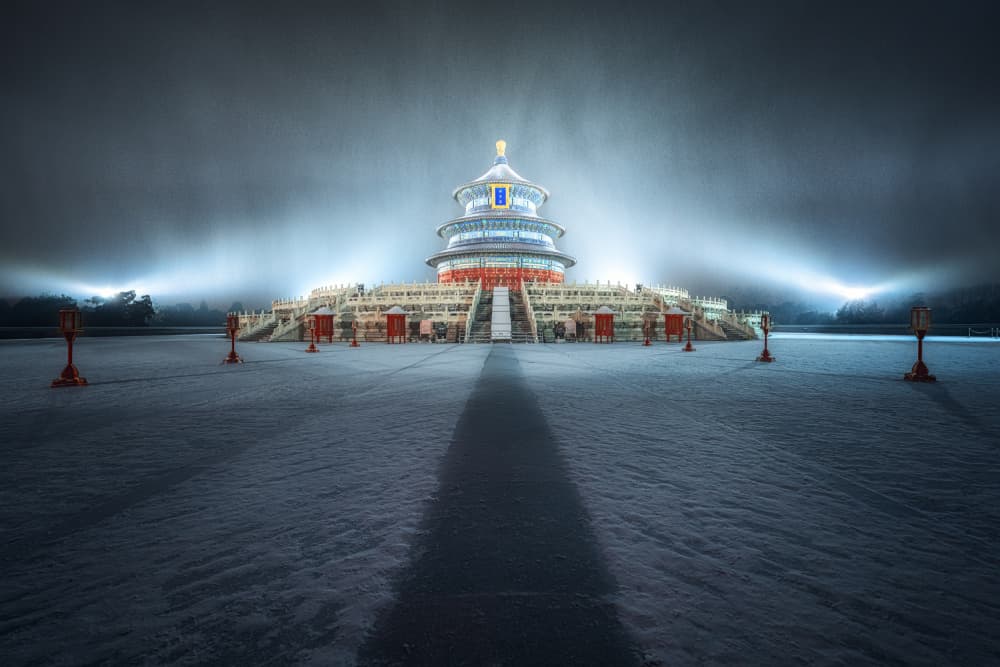 Temple of Heaven Winter Night by Yuan Cui — canvas wall art