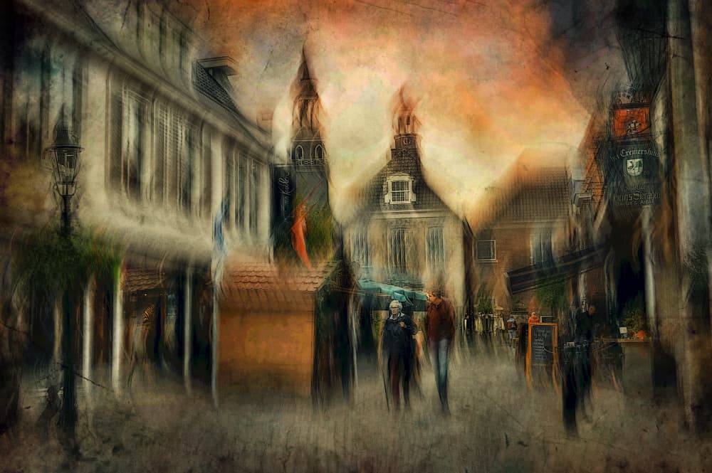 Dreamy Old Town Street by Jan van der Linden — canvas wall art