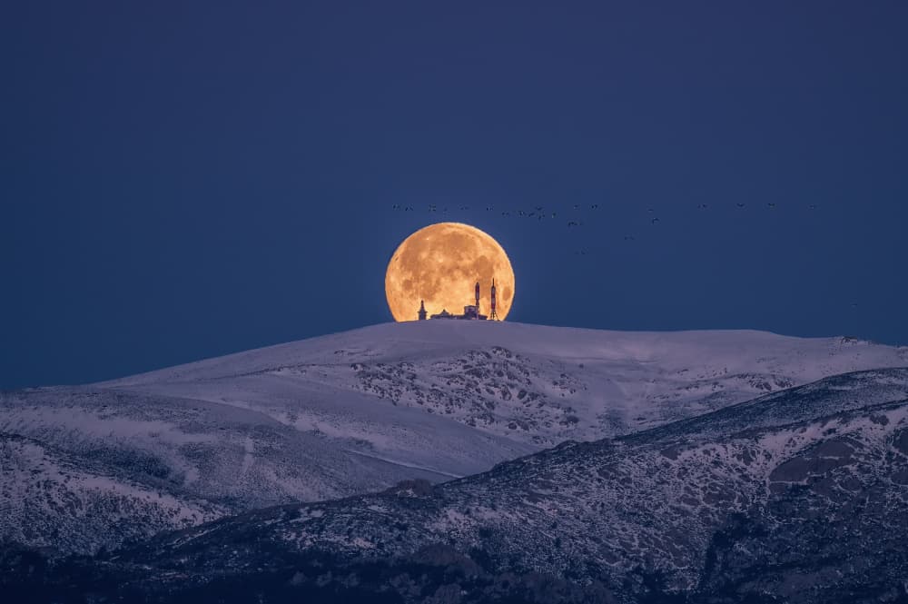 Majestic Moon Winter Mountain by Enrique Rodriguez de Mingo — canvas wall art