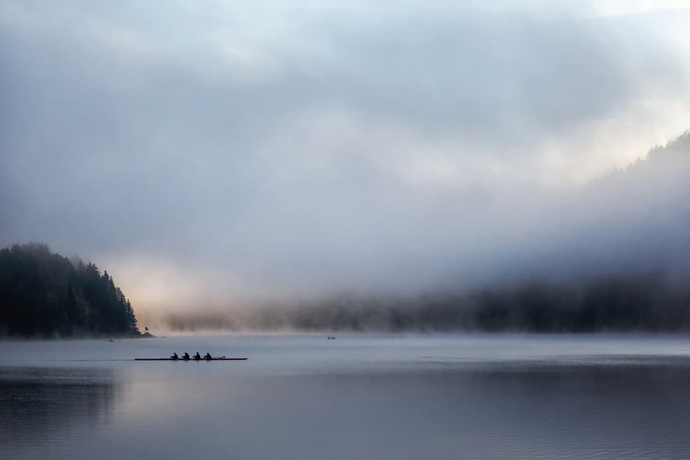 Misty Morning Rowing by Uschi Hermann — canvas wall art