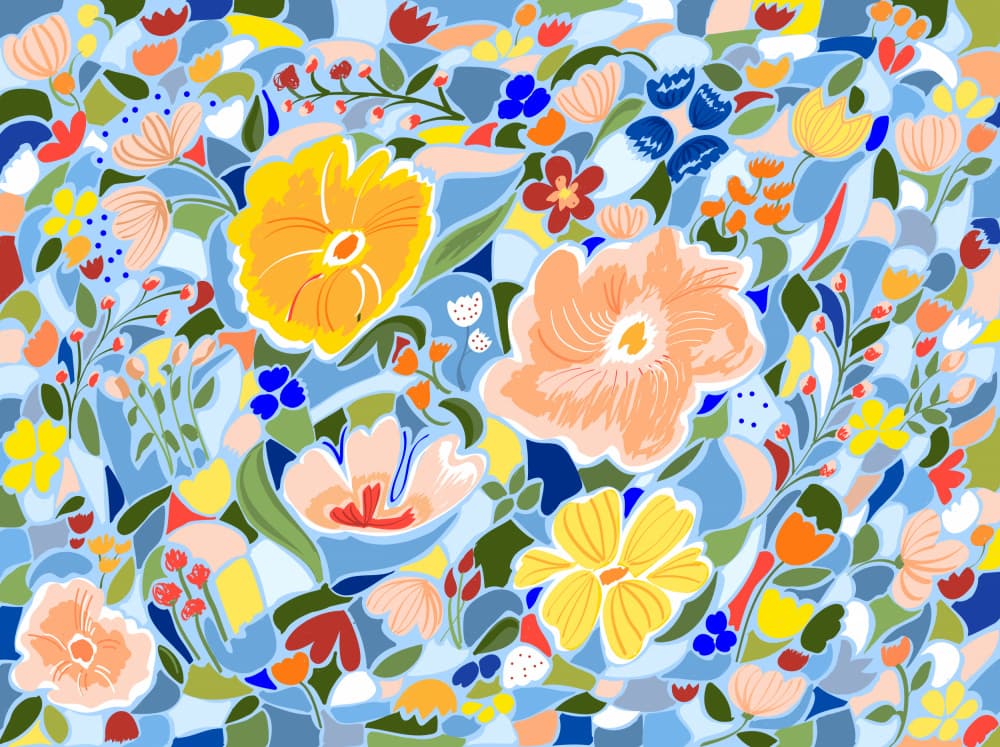 Vibrant Floral Garden by Uma Gokhale — canvas wall art