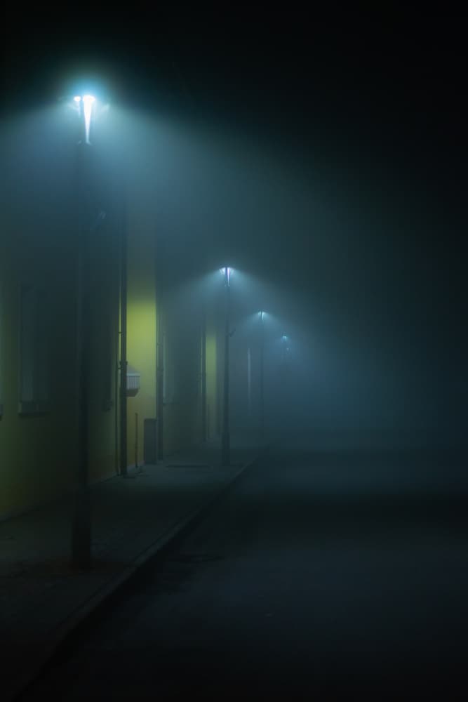 Foggy Urban Streetlights by Tamami yoshida — canvas wall art