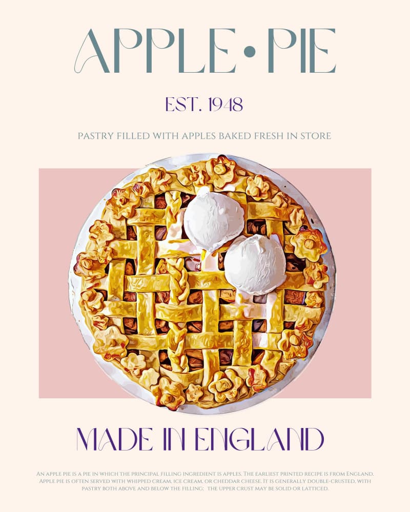Apple Pie with Ice Cream by Nazma Khokhar — canvas wall art
