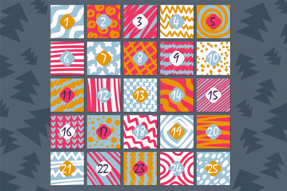 Vibrant Christmas Countdown by Marika Barsrsind — canvas wall art