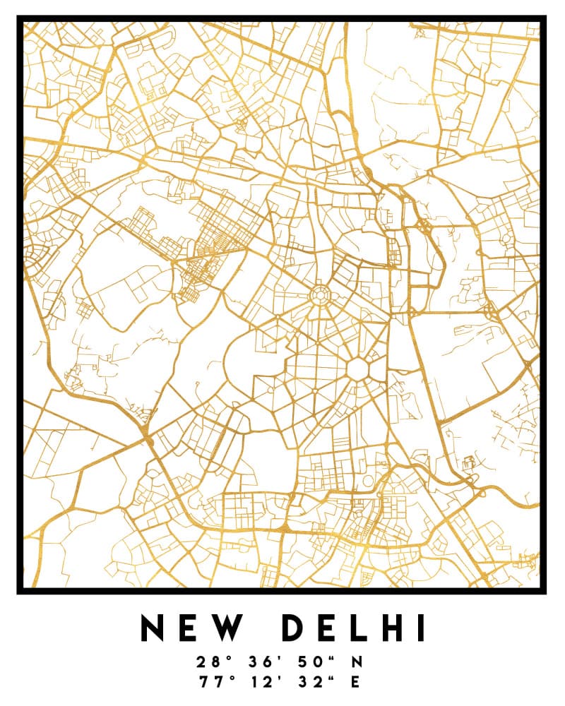 New Delhi Gold Map by Emiliano Deificus — canvas wall art