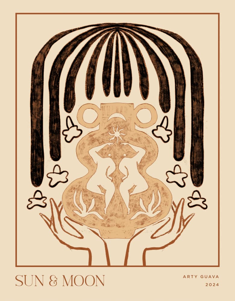 Vessel Collection : Sun &amp; Moon (LineArt) by Arty Guava — canvas wall art