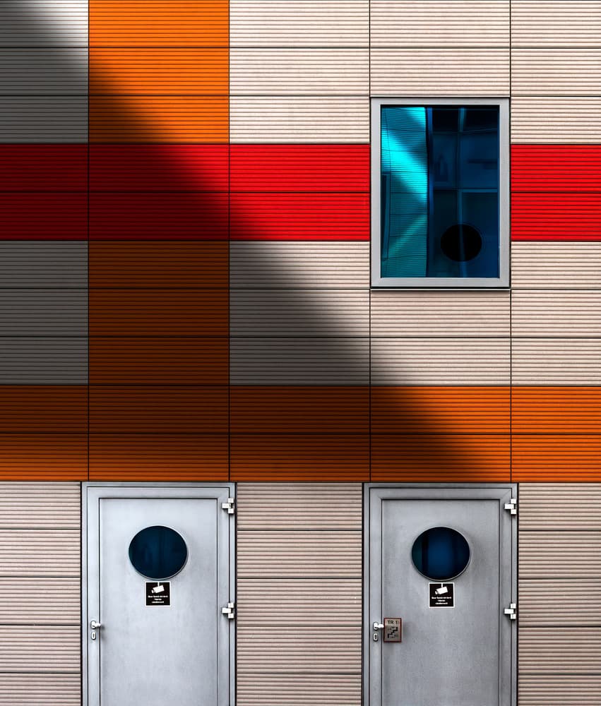 Vibrant Geometric Facade by Tomasz Buczkowski ( Tomush ) — canvas wall art