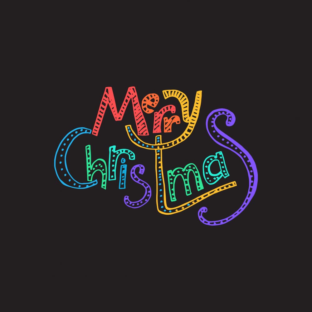 Cheerful Christmas Typography by Marika Barsrsind — canvas wall art