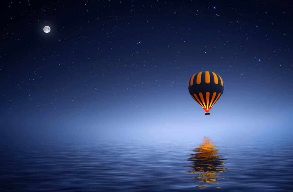 Glowing Balloon Night Sky by Bess Hamiti — canvas wall art