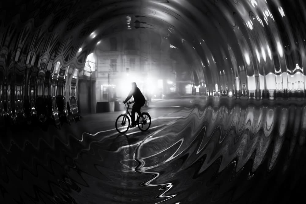 Night Rider Silhouette by Roswitha Schleicher-Schwarz — canvas wall art